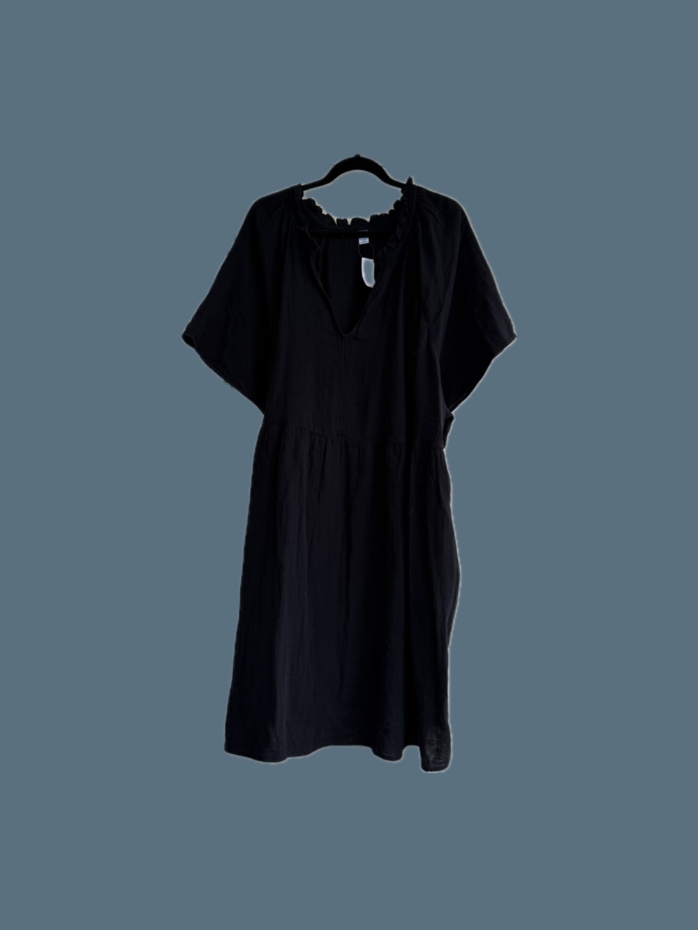 Old Navy Black Midi Dress with V-Neck